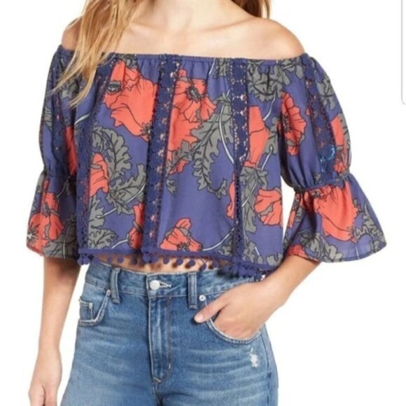 Tularosa Tops - Tularosa Alexa Off the Shoulder Floral‎ Crop Top XS